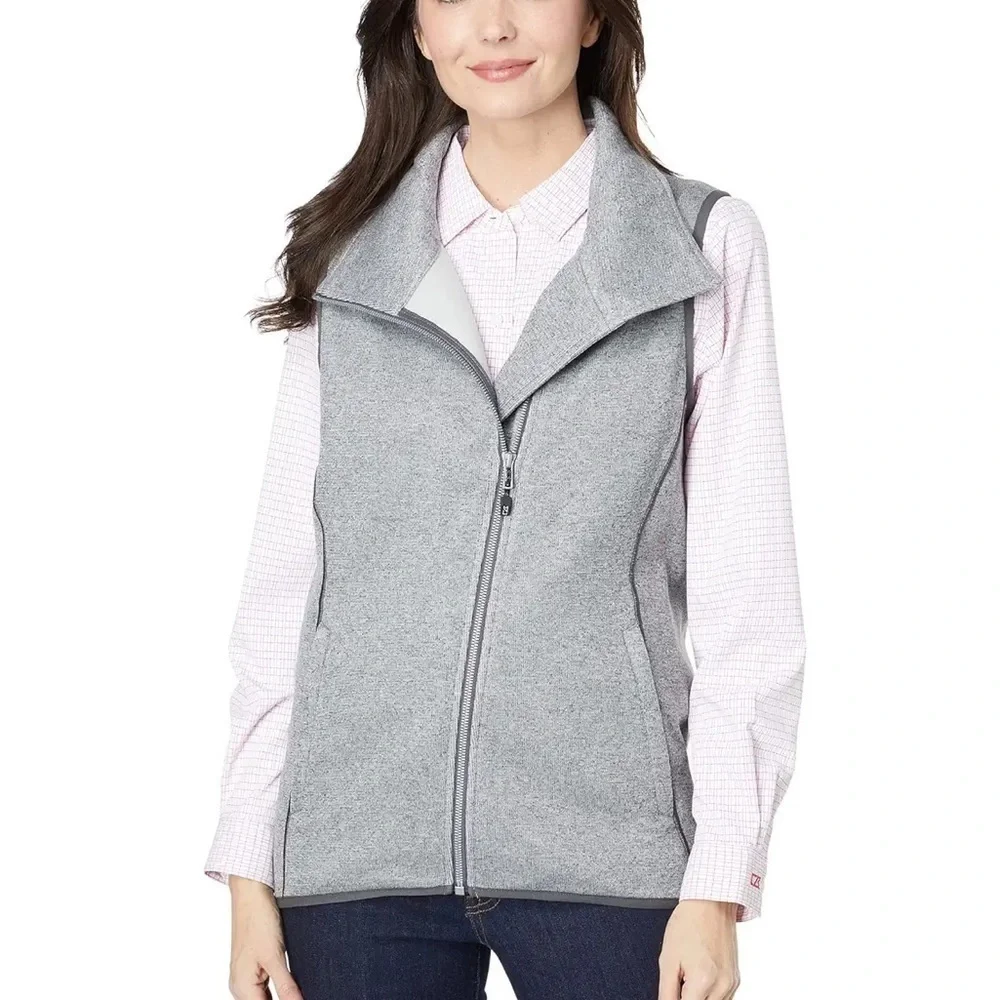 Cutter & Buck Mainsail Sweater Knit Womens Asymmetrical Vest in Gray Medium